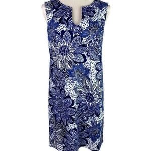 Blue Floral Print Shift Dress